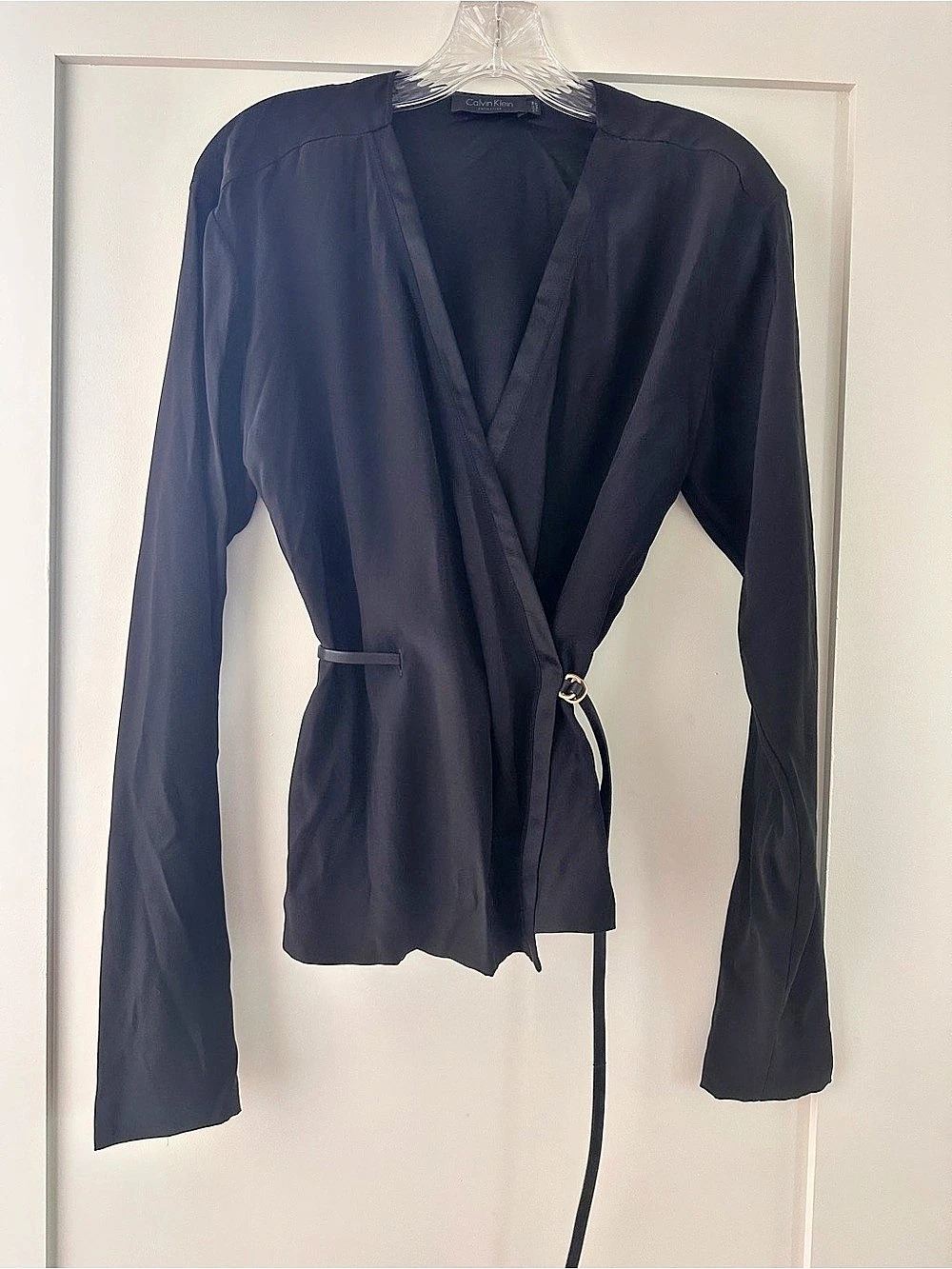 Calvin Klein Wrap Front Blouse in Black